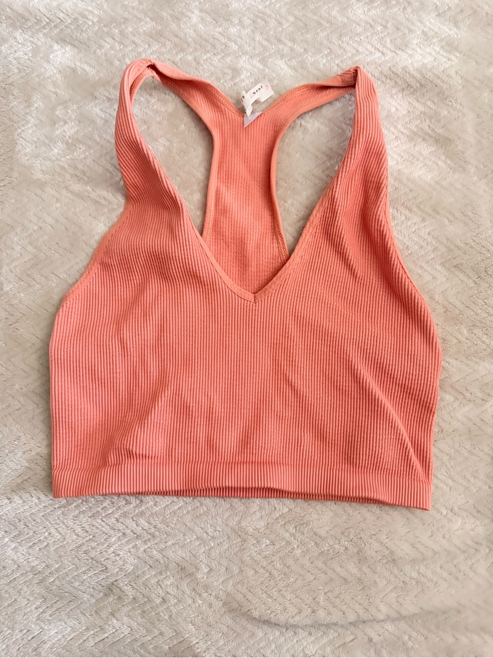 FP Movement Free People Free Throw Crop Tank Coral Ribbed Size L